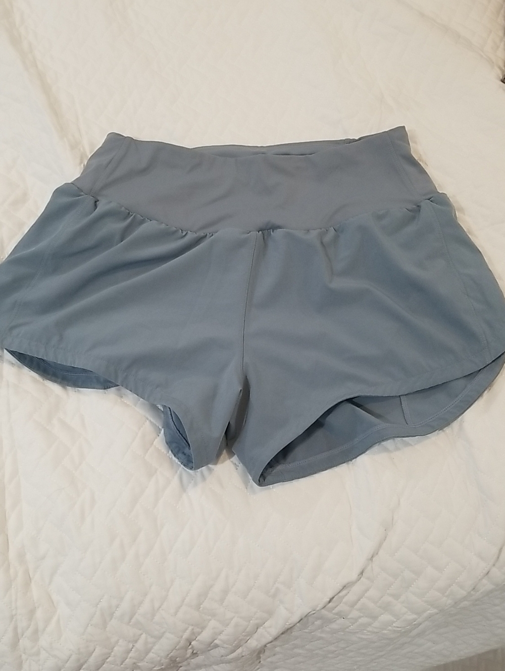 High-Waist Athletic Shorts for Women — Dusty Blue